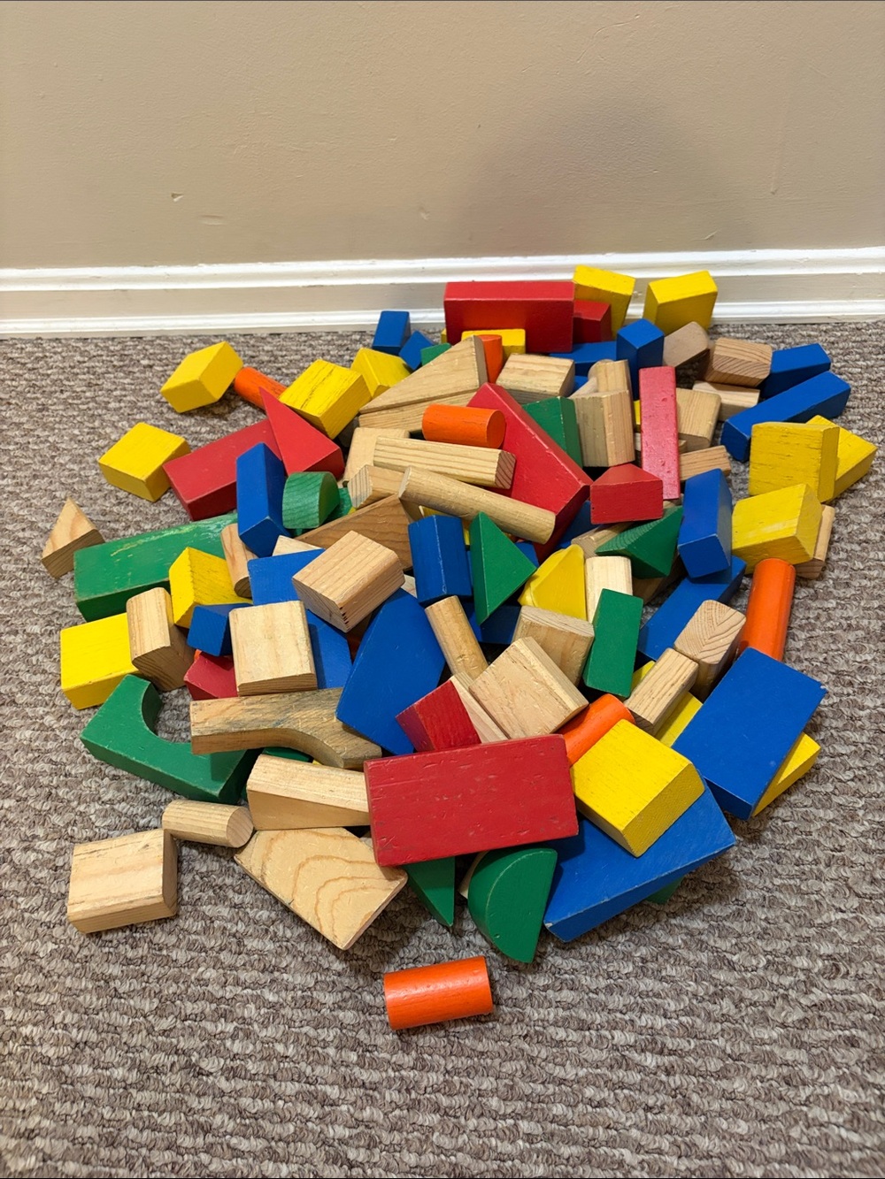 Vintage Wooden Building Blocks Set - Multicolor